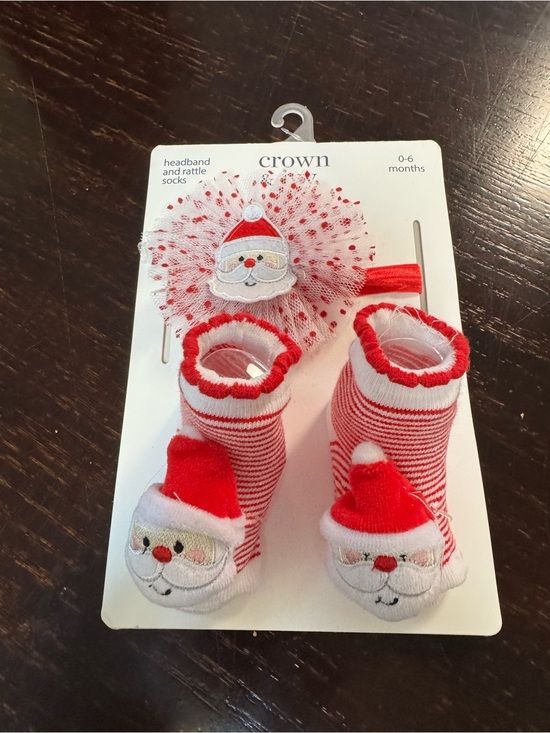 crown & ivy Other - crown & ivy Red and White Santa Headband and Sock Rattle Set